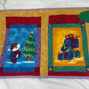 Quilted Merry Christmas “Suzie Q” Mailbox, Gifts, & Holiday Decorated Tree Table Topper / Wall Hanging 16” x 21” ~ Handcrafted