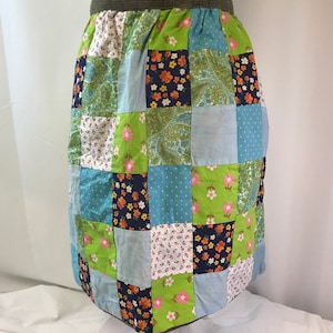 Vintage Patchwork Apron, Half Apron with Ties & Corduroy Back ~ No Pockets