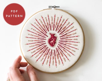 Guarded Heart Embroidery Pattern: Witchy Beginner Cross Stitch (PDF Pattern)