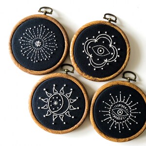 PDF Patterns Sun, Moon, Stars, and Eyes witchy embroidery, weird embroidery, sun moon embroidery, evil eye embroidery, star embroidery image 2