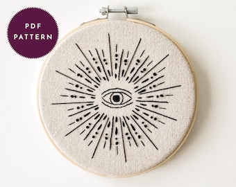 Evil Eye Embroidery Pattern: Witchy Spooky Design (PDF Pattern)