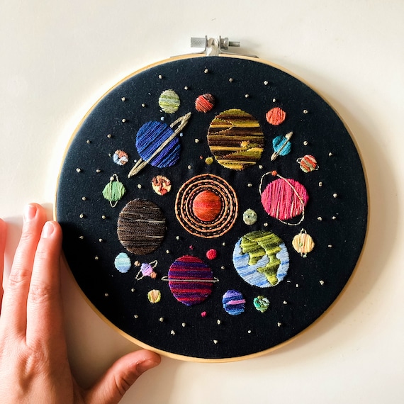 One Planet Hand Embroidery Kit - Stitched Modern