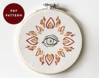 Eye of Fire Embroidery Pattern: Witchy Flame Design (PDF Pattern)