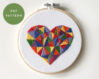 Rainbow Pride Heart Embroidery Pattern: LGBT Cross Stitch (PDF Pattern)
