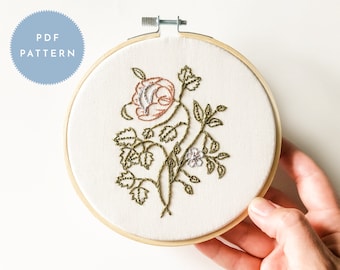 Floral Embroidery PDF Pattern: Cotton and Flax Design (5 inch)
