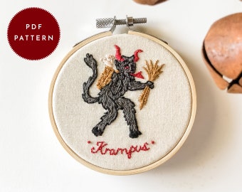 Mini Krampus Embroidery Pattern: Spooky Christmas Ornament (PDF Pattern)