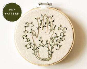 Green Thumb Embroidery Pattern: Botanical Vines (PDF Pattern)