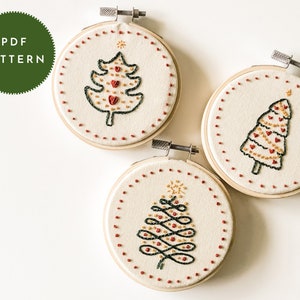 PDF Anleitung ""Weihnachtsbäume"" | Weihnachtsbaum Stickerei, genähtes Ornament, Andenken Ornament, Urlaub Handwerk, Weihnachten Kreuzstich