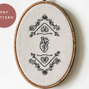 Art Nouveau Heart Embroidery Pattern: Feminist Love (PDF Pattern)