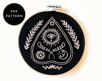 Ouija Planchette Embroidery Pattern: Spooky Witchy Design (PDF Pattern)