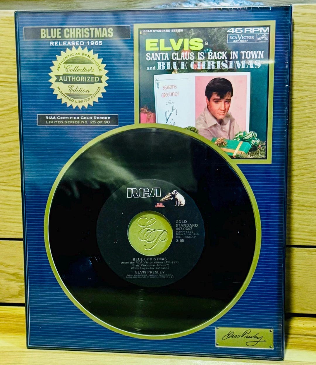 Elvis Presley 'blue Christmas' Gold Record Plaque: RIAA Certified