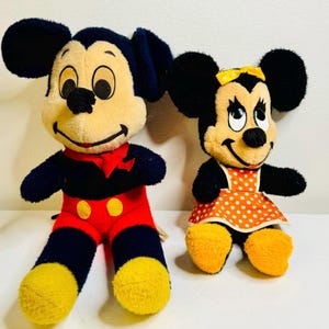 Vintage Disney Mickey and Minnie Mouse Plush Dolls - California Stuffed Toys - Walt Disney Productions