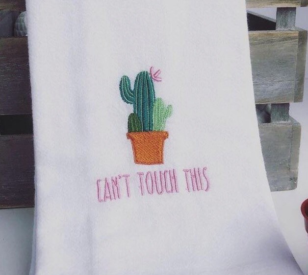 New handmade machine embroidered flour sack towel "sometimes I wet my plants" New handmade machine embroidered flour sack towel "sometimes I wet my plants"