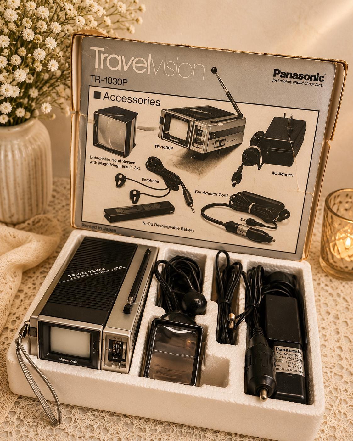 Vintage 1985 Panasonic Travelvision TR-1030P Portable TV 1.5 Inch