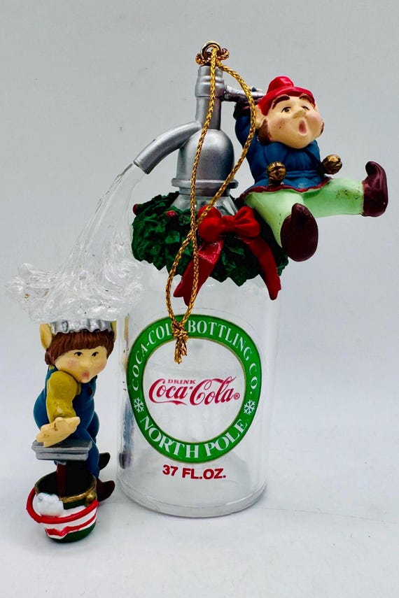 陶器製 Coca-Cola コカコーラ ソーダファンテン 置物 オブジェ Vintage 1994 Coca-cola Christmas Ornament – North Pole Elves