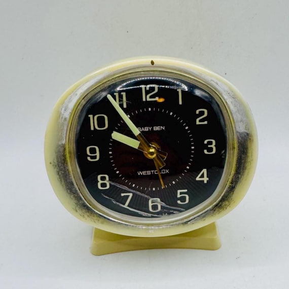 Vintage Westclox Baby Ben Alarm Clock: Cream Mid-century Desk