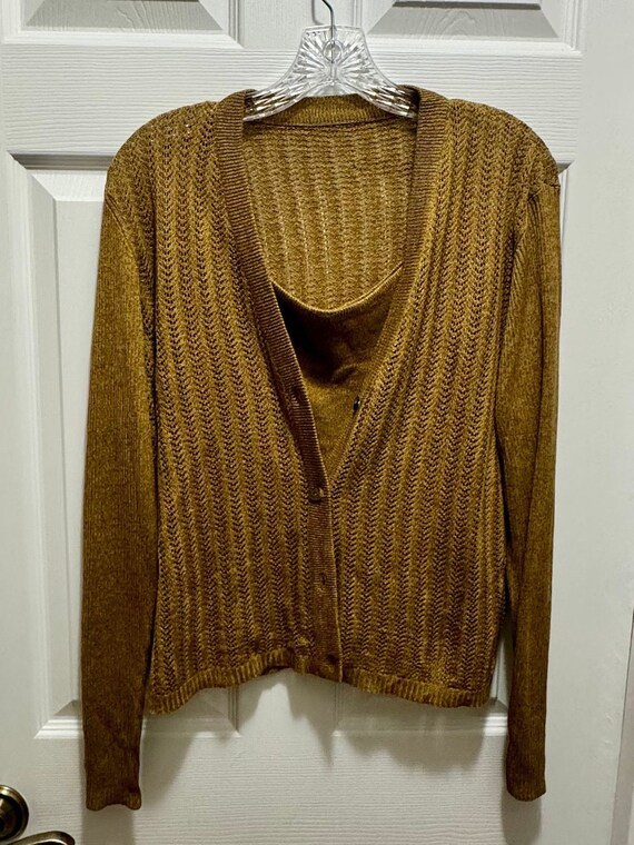 Vintage 100% Silk Button Down Cardigan Sweater Wi… - image 2