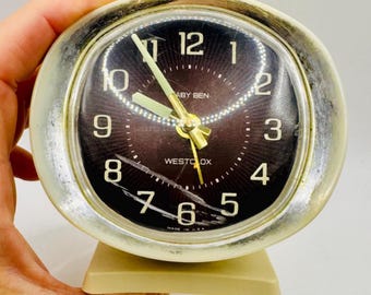Vintage Westclox Baby Ben Alarm Clock: Cream Mid-century Desk