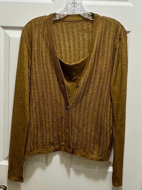 Vintage 100% Silk Button Down Cardigan Sweater Wi… - image 1