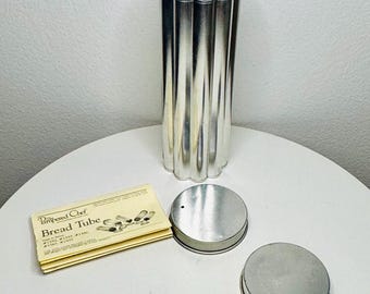 Pampered Chef Bread Tube – Scalloped Shape – Vintage Aluminum Baking Mold – 12” Bread Tube with End Caps & Instructions