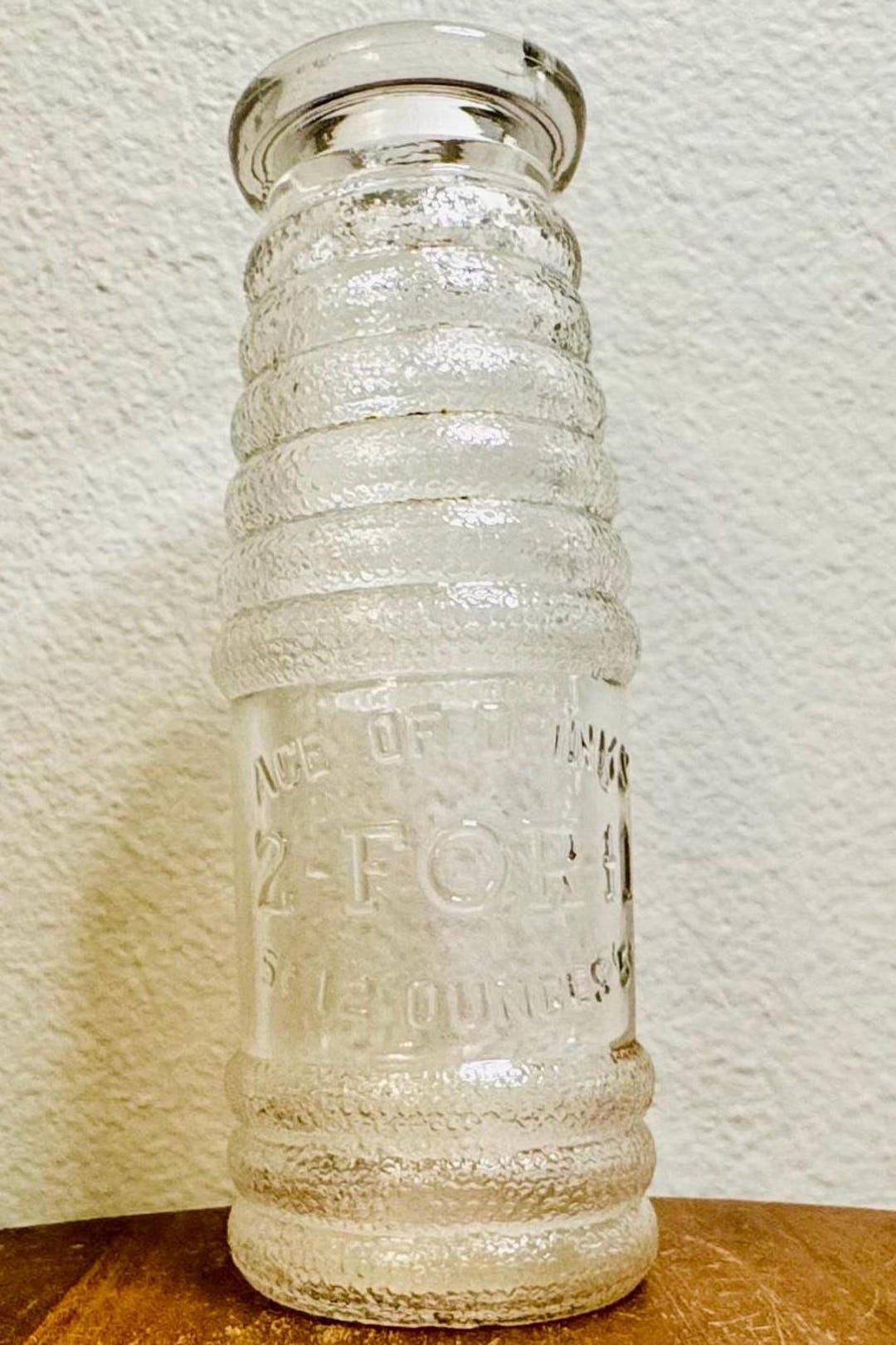 Vintage 2-FOR-1 Embossed Textured Clear Glass Soda Bottle – Ribbed ...