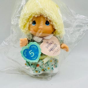 Vintage Enesco Precious Moments Doll - “Hi Babies” Blonde Girl in Floral Dress - Collectible Sealed in plastic