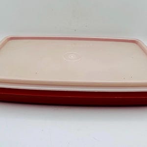 Vintage Red Tupperware Container: Classic Modular Mate with Pink Lid