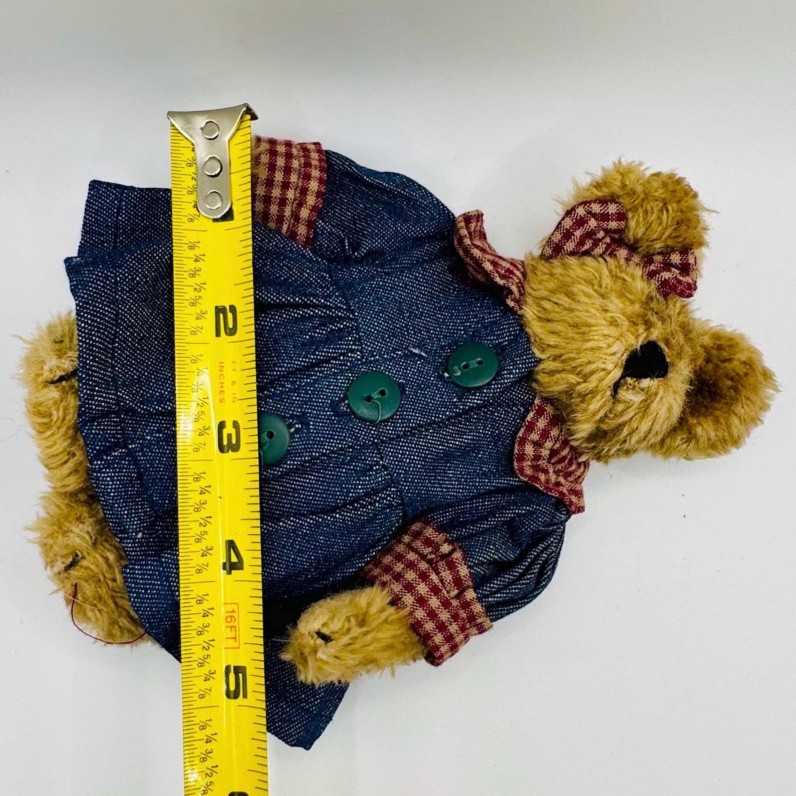 Vintage Boyds Bear: 5 Inch Plush in Denim Dress With Plaid - Etsy