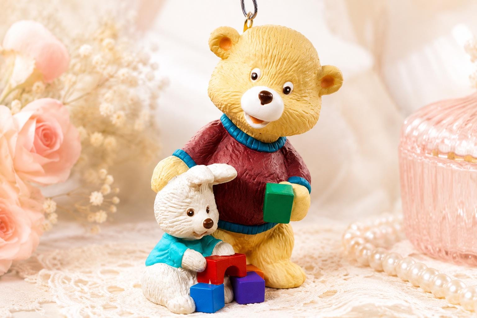 Vintage 1996 Hallmark Child Care Giver Ornament QX6071 Teddy Bear