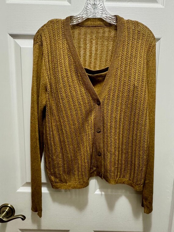 Vintage 100% Silk Button Down Cardigan Sweater Wi… - image 10