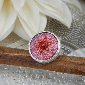 Czech Glass Button Ring, Czech Glass Ring, Antique Button Ring, Button Jewelry, Art Glass Ring, Birthday Gift For Her, Valentines Gift