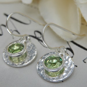 Swarovski Birthstone Earrings, August Birthstone Earrings, Peridot Earrings, August Earrings, Sterling Silver Peridot, Gifts For Her