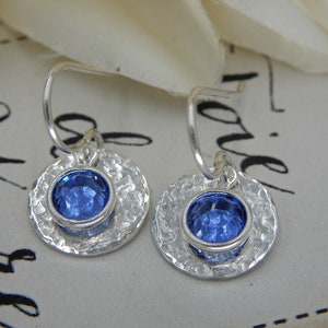 Swarovski Birthstone Earrings, September Birthstone Earrings, Sapphire Earrings, September Earrings, Sterling Silver Sapphire, Gifts For Her