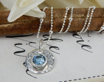 Swarovski Aquamarine Sterling Silver Necklace - March Birthstone