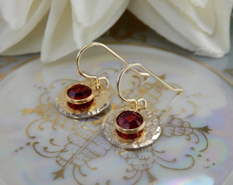 14Kt Gold Filled Birthstone Earrings, January Birthstone Earrings, Garnet Earrings, Anniversary Gift, Birthday Gift, Gifts For Her