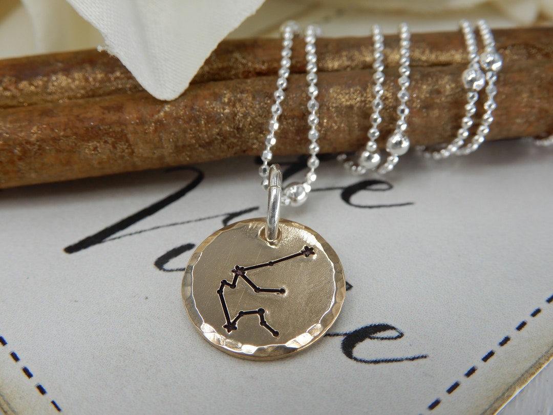 Stamped Constellation Necklace, Zodiac Necklace, Aquarius Zodiac Sign ...