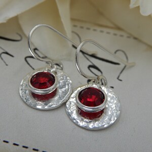 Swarovski Birthstone Earrings, July Birthstone Earrings, Ruby Earrings, July Earrings, Sterling Silver Ruby, Gifts For Her