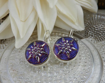 Czech Glass Button Earrings, Czech Glass Earrings, Antique Button Earrings, Button Jewelry, Art Glass Earrings, Birthday Gift For Her
