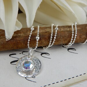 Swarovski Birthstone Necklace, April Birthstone Jewelry, Aurora Borealis Necklace, April Jewelry, Sterling Silver Aurora Borealis