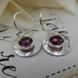 Swarovski Birthstone Earrings, February Birthstone Earrings, Amethyst Earrings, February Earrings, Sterling Silver Amethyst, Gifts For Her
