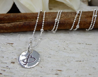 Stamped Initial B Necklace, Personalized Initial Necklace, Sterling Silver Initial Necklace, Gift For Her, Bridesmaid Gift, Anniversary Gift