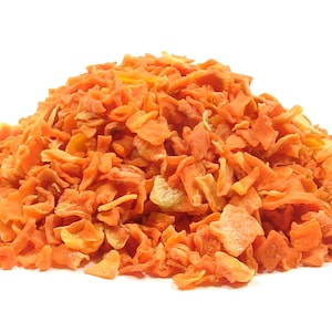 Carrot Flakes, Dried - 4oz - Dehydrated Flaked Carrots Chunky Soup Size of Dried Vegetable