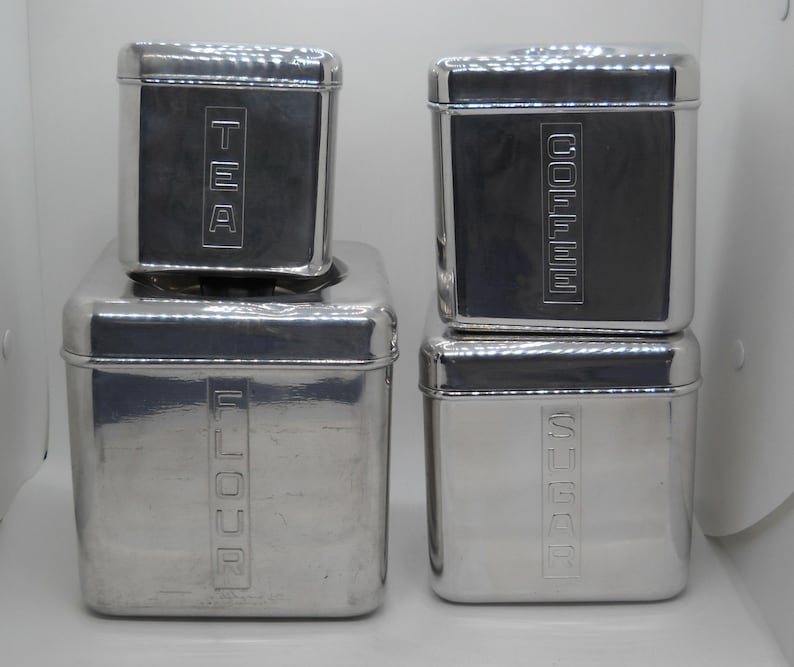 Metasco Aluminum Kitchen Canister Set Made in Italy Set of 4 Etsy