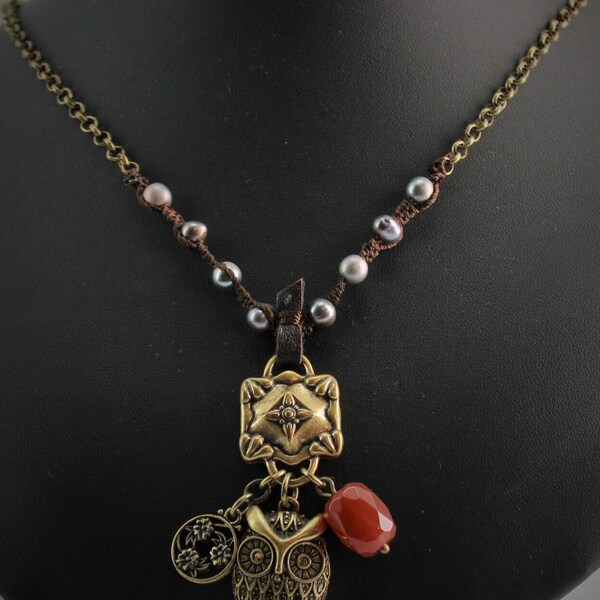 Owl Charm Necklace Etsy