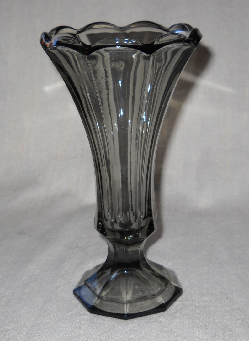 Fostoria Glass 2977 Virginia Vase in Smoke Grey Etsy
