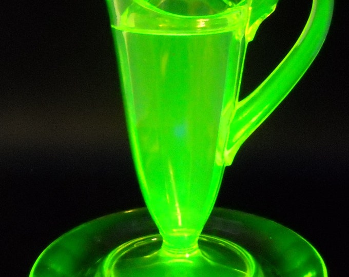 Cambridge Glass Vaseline Syrup Pitcher Lid and Underplate SCARCE Etsy