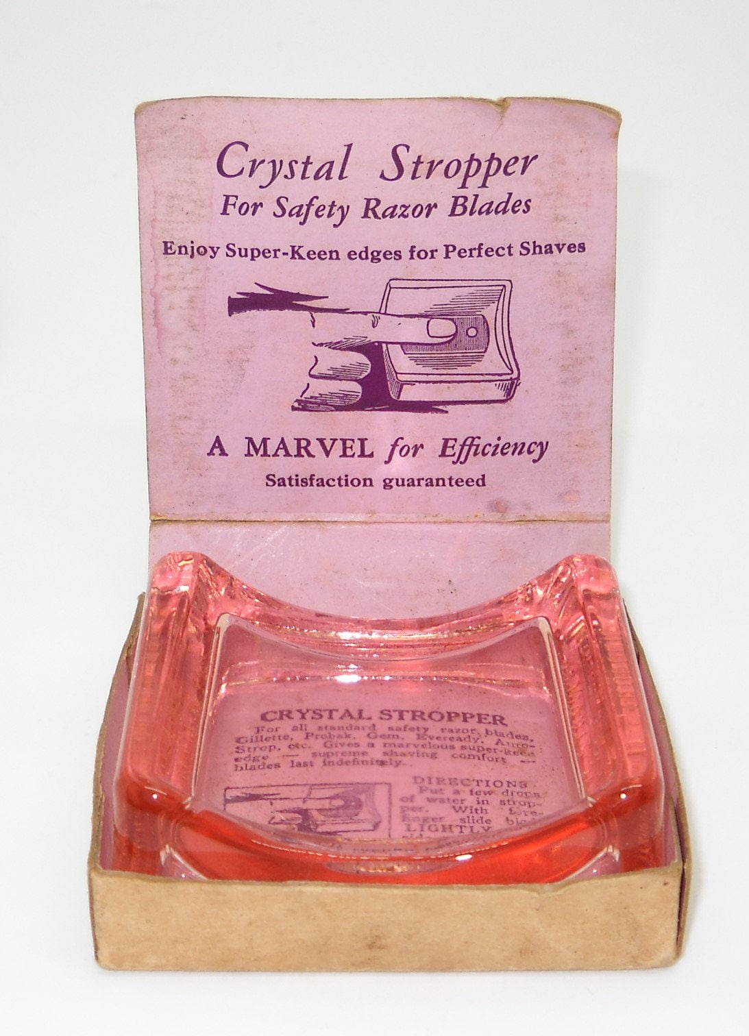 Glass Hone Safety Razor Blade Sharpener by Crystal Stropper Co. Milton Ma  in Original Box New Old Stock