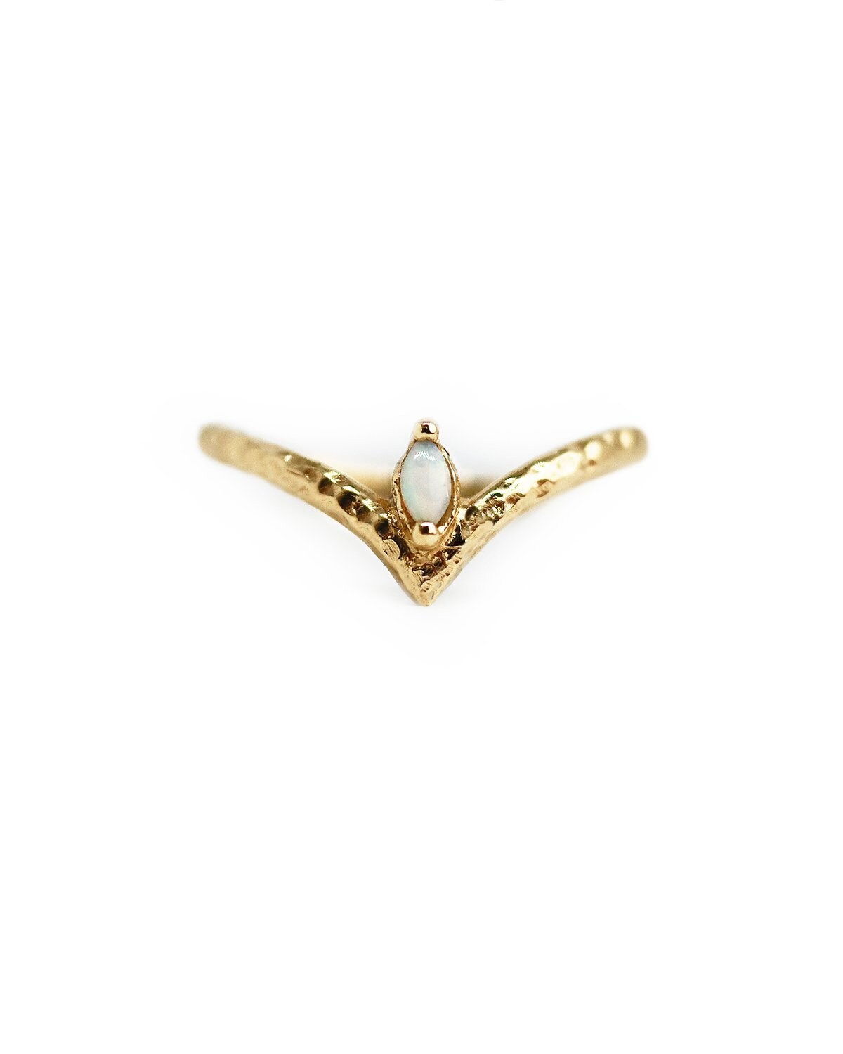 Solid Gold Marquise Opal Peak Ring Etsy