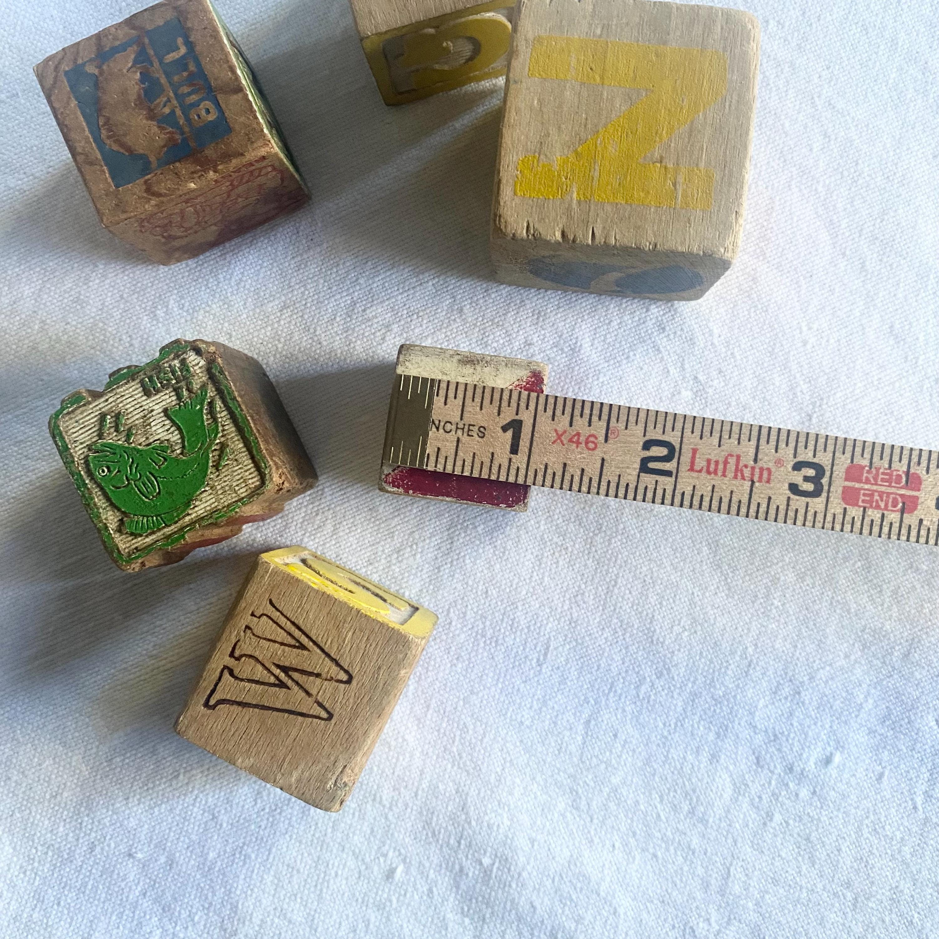Set of 6 Vintage Wooden Alphabet Blocks · Mixed Japan & U.S.