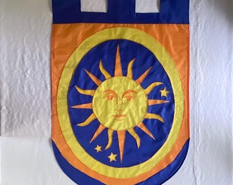 Celestial Sun Banner · Gothic Sun Wall Flag · Vintage New Old Stock ·  Astrology Decor · 2000